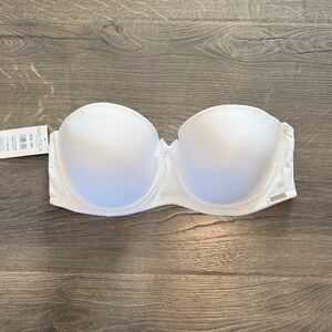 Nautica White Strapless Molded Cup Bandeau Bra